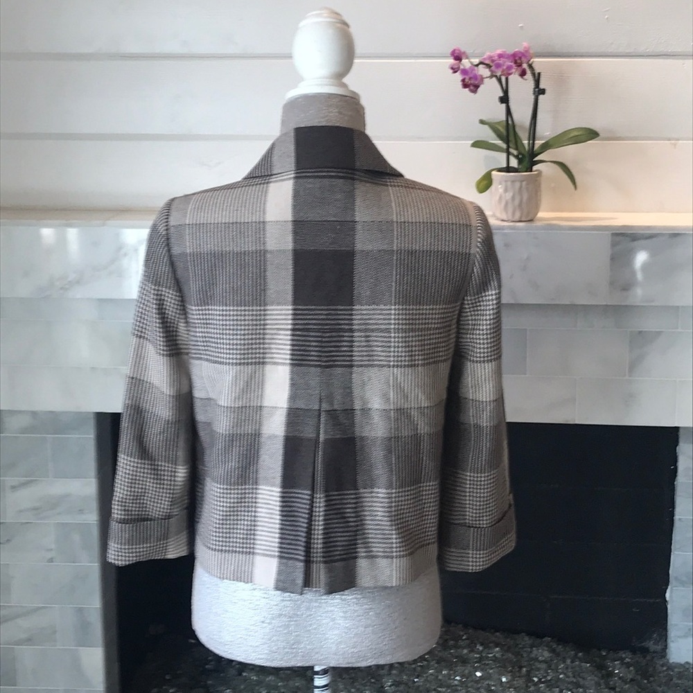 Tahari Brown Plaid Wool Blend Jacket 2P EUC - Picture 4 of 7
